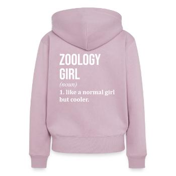 Zoologie - Frauen Premium Bio Zip Hoodie - Altrosa - Hinten - Julia (174cm)