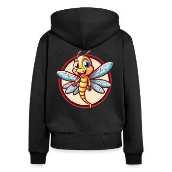 Dragonfly Funny Kawaii Cartoon Clipart Animal Pet - Women's Premium Organic Zip Hoodie - black - Back - Julia (174cm)