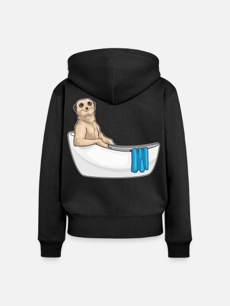 Erdmännchen Baden Badewanne - Frauen Premium Bio Zip Hoodie - Schwarz