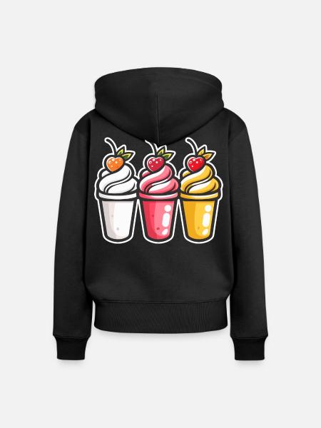 Eiscreme Becher - Frauen Premium Bio Zip Hoodie - Schwarz