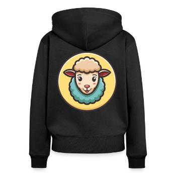 Schaf Kawaii Cartoon Figur Tier Haustier Gesicht - Frauen Premium Bio Zip Hoodie - Schwarz - Hinten - Julia (174cm)