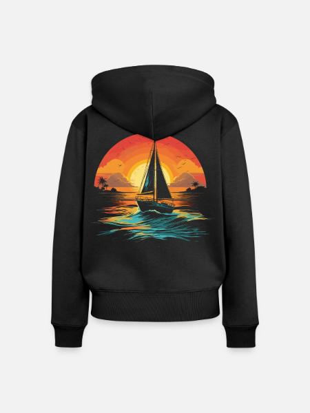 Segeln Illustration - Frauen Premium Bio Zip Hoodie - Schwarz