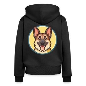 Deutscher Schafpudel Hunderasse Karikatur Kawaii - Frauen Premium Bio Zip Hoodie - Schwarz - Hinten - Julia (174cm)