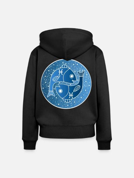 Fische Sternzeichen - Frauen Premium Bio Zip Hoodie - Schwarz