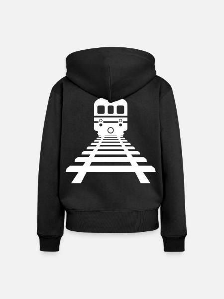 Eisenbahn Zeichnung - Frauen Premium Bio Zip Hoodie - Schwarz