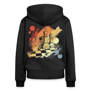 Reine et roi des échecs - Sweat à capuche zippé Premium bio Femme - noir - Dos - Julia (174cm)