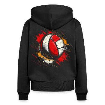 Dessin de volley-ball - Sweat à capuche zippé Premium bio Femme - noir - Dos - Julia (174cm)