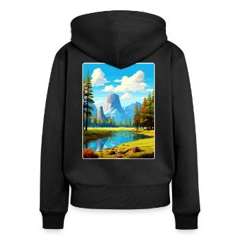 Yosemite Nationalpark Reiseposter Souvenir WPA - Frauen Premium Bio Zip Hoodie - Schwarz - Hinten - Julia (174cm)