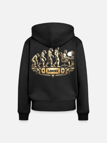Evolution of Gaming Retro - Frauen Premium Bio Zip Hoodie - Schwarz
