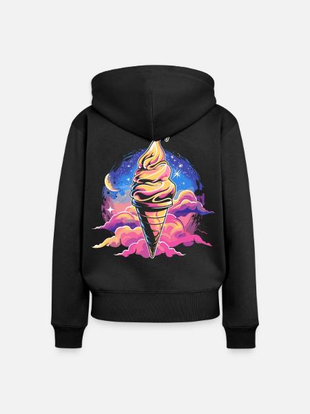 Eistüte Traumhaft - Frauen Premium Bio Zip Hoodie - Schwarz