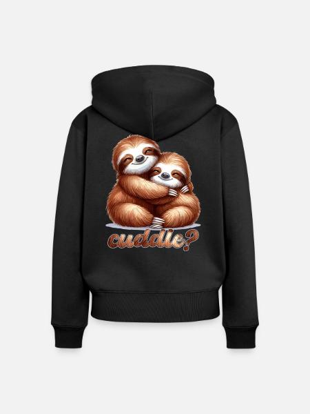 Faultiere Faultier kuscheln Geschenk - Frauen Premium Bio Zip Hoodie - Schwarz