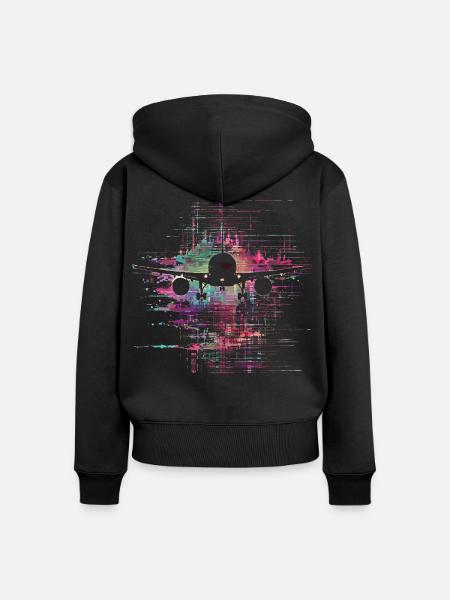 Flugzeuge 90er Jahre - Frauen Premium Bio Zip Hoodie - Schwarz