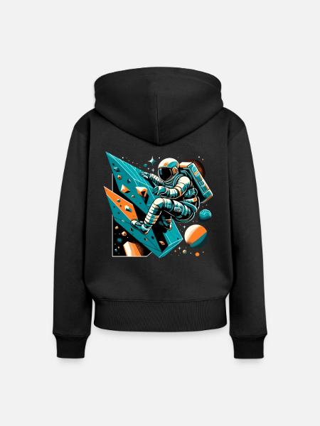 Bouldern Astronaut Geschenk - Frauen Premium Bio Zip Hoodie - Schwarz