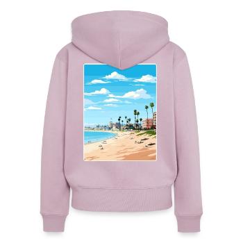 Manhattan Beach California Travel Poster Souvenir - Women's Premium Organic Zip Hoodie - dusky pink - Back - Julia (174cm)