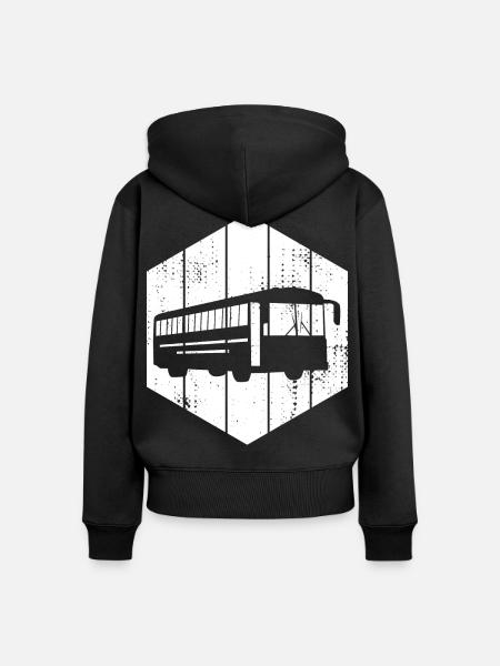 Bus Zeichnung - Frauen Premium Bio Zip Hoodie - Schwarz