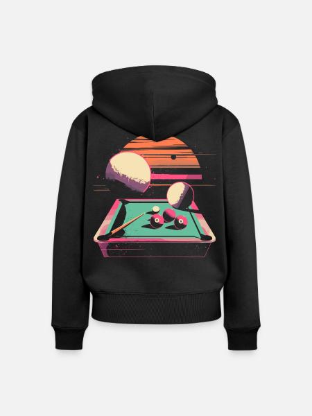 Billard 90er Jahre - Frauen Premium Bio Zip Hoodie - Schwarz
