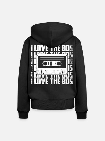 Ich liebe die 80er - Frauen Premium Bio Zip Hoodie - Schwarz