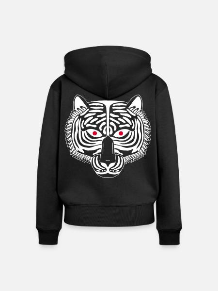 Weißer Tiger - Frauen Premium Bio Zip Hoodie - Schwarz