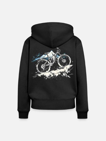 Mountainbiking Illustration - Frauen Premium Bio Zip Hoodie - Schwarz