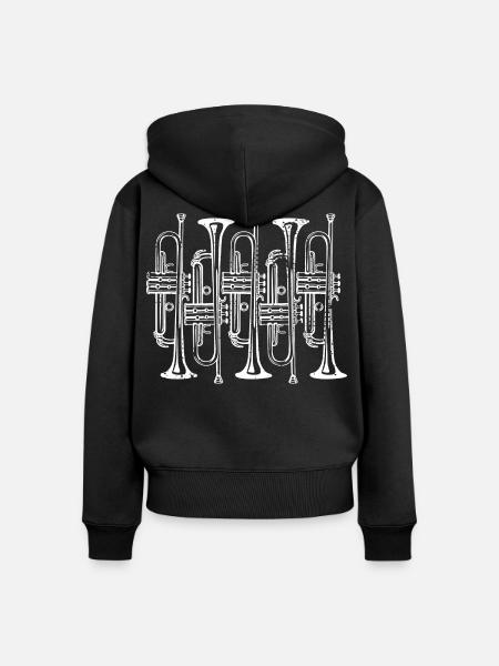 Trompete - Frauen Premium Bio Zip Hoodie - Schwarz