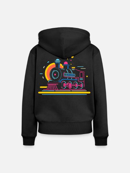 Eisenbahn Karikatur - Frauen Premium Bio Zip Hoodie - Schwarz