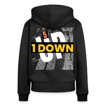 1 runter 5 hoch - Frauen Premium Bio Zip Hoodie - Schwarz - Hinten - Julia (174cm)