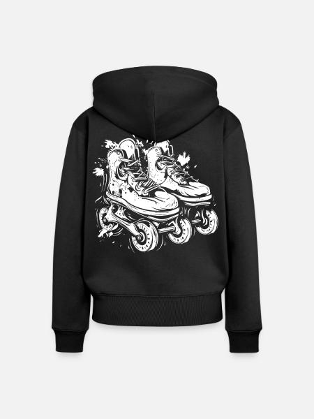 Rollerskates Skizze - Frauen Premium Bio Zip Hoodie - Schwarz