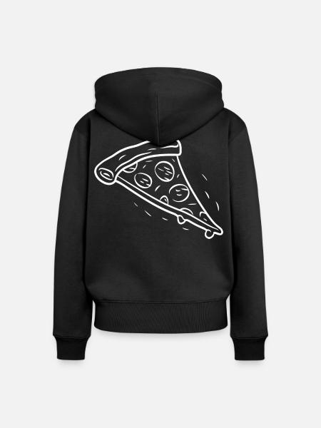 Pizzastück Strichzeichnung - Frauen Premium Bio Zip Hoodie - Schwarz