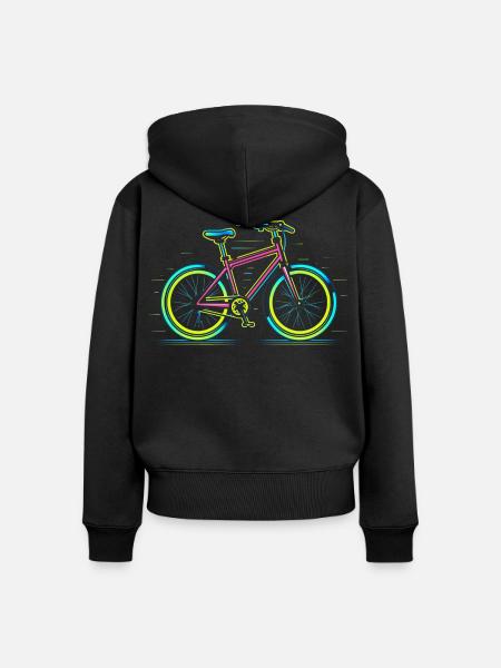 Rennrad Retrowave - Frauen Premium Bio Zip Hoodie - Schwarz