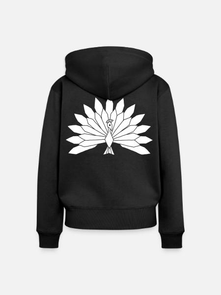 Der weiße Pfau - Frauen Premium Bio Zip Hoodie - Schwarz