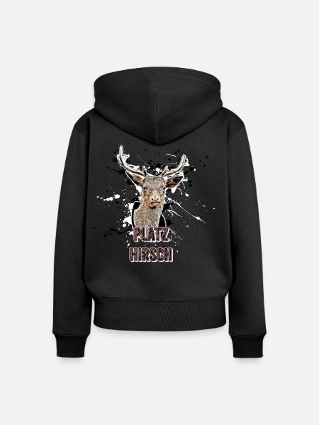 Platzhirsch - Frauen Premium Bio Zip Hoodie - Schwarz