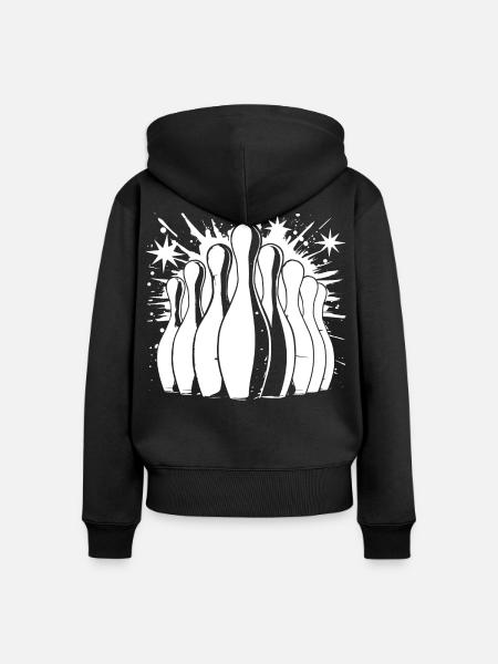 Bowling - Frauen Premium Bio Zip Hoodie - Schwarz