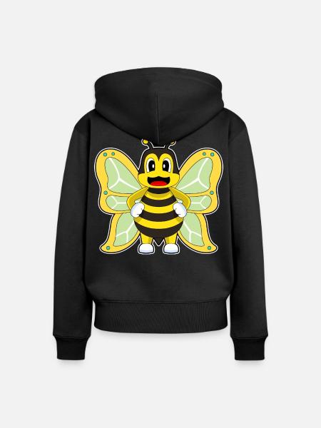 Schmetterling Biene - Frauen Premium Bio Zip Hoodie - Schwarz