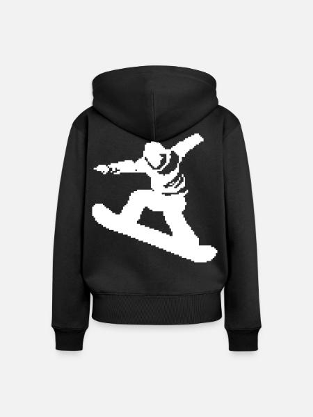Snowboarder Pixel Grafik - Frauen Premium Bio Zip Hoodie - Schwarz