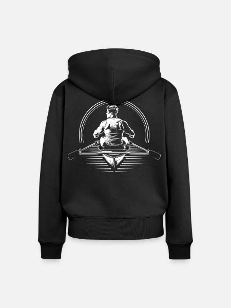 Ruderer Zeichnung - Frauen Premium Bio Zip Hoodie - Schwarz