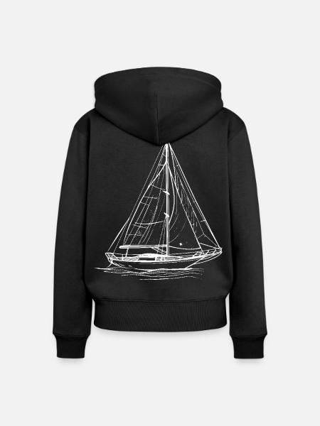 Segeln Skizze - Frauen Premium Bio Zip Hoodie - Schwarz
