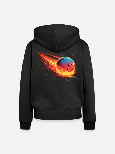 Bowlingkugel 90er Look - Frauen Premium Bio Zip Hoodie - Schwarz
