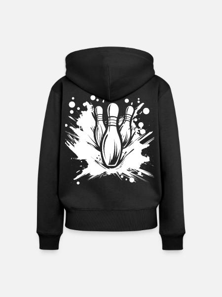 Bowling - Frauen Premium Bio Zip Hoodie - Schwarz