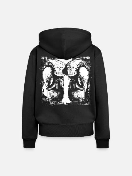 Boxhandschuhe Skizze - Frauen Premium Bio Zip Hoodie - Schwarz