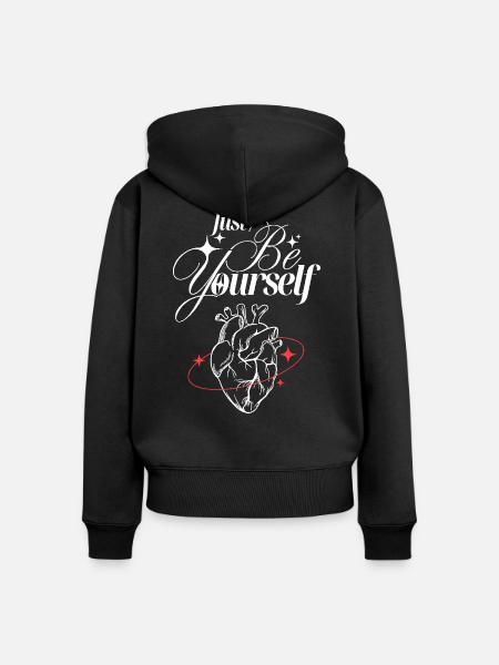 Just Be Yourself – Herz & Selbstliebe - Frauen Premium Bio Zip Hoodie - Schwarz
