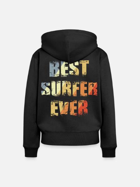 Best Surfer Ever - Frauen Premium Bio Zip Hoodie - Schwarz