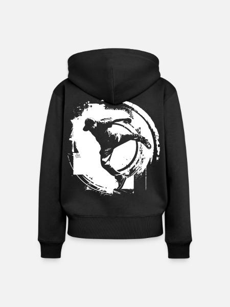 Breakdancer Zeichnung - Frauen Premium Bio Zip Hoodie - Schwarz