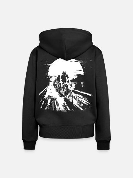 Rennradfahrer Skizze - Frauen Premium Bio Zip Hoodie - Schwarz