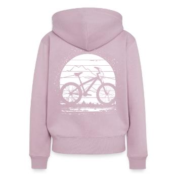 Dessin VTT - Sweat à capuche zippé Premium bio Femme - rose poudré - Dos - Julia (174cm)