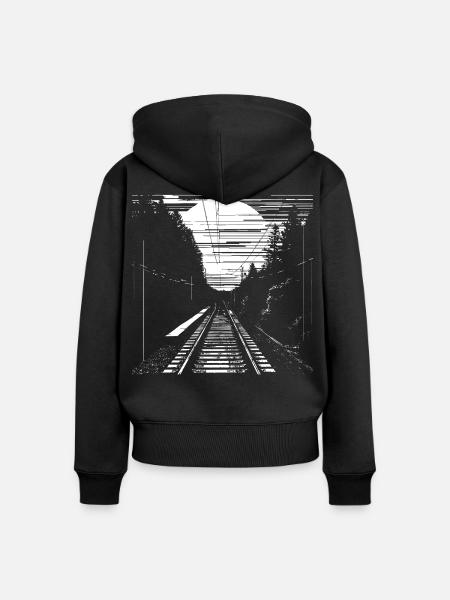 Eisenbahn Grafik - Frauen Premium Bio Zip Hoodie - Schwarz
