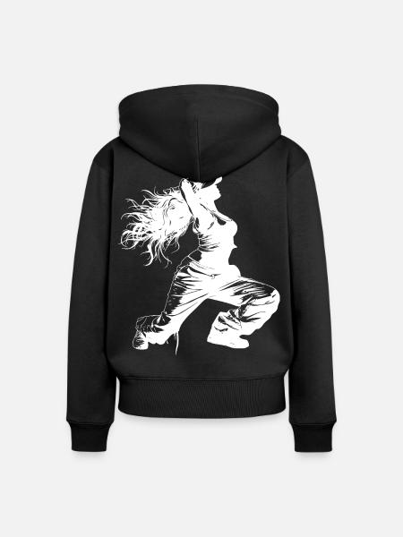 Breakdancerin Zeichnung - Frauen Premium Bio Zip Hoodie - Schwarz