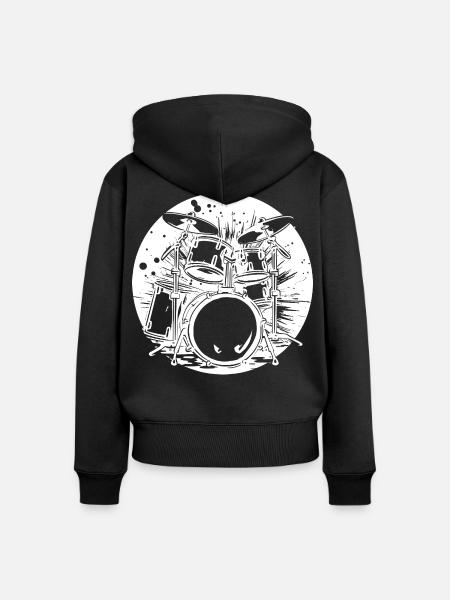 Schlagzeug - Frauen Premium Bio Zip Hoodie - Schwarz