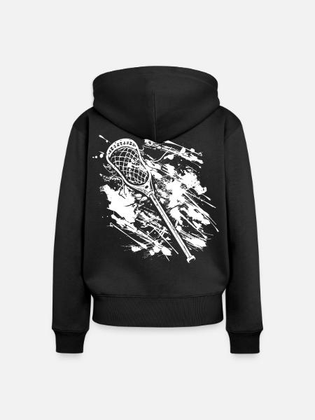 Lacrosseschläger Graffiti - Frauen Premium Bio Zip Hoodie - Schwarz
