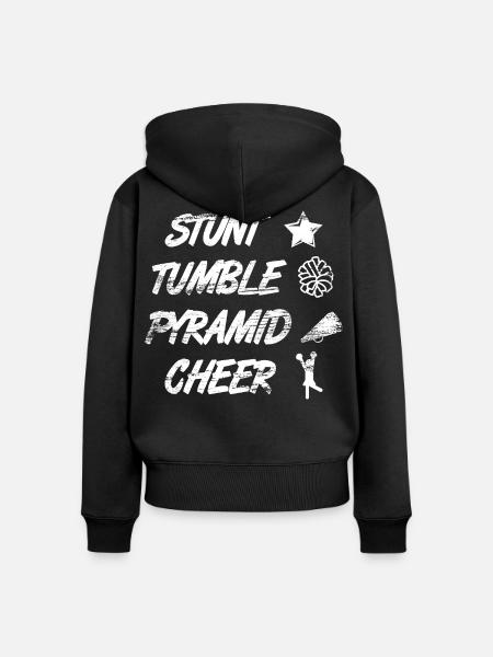 Stunt Tumble Pyramid Cheer - Frauen Premium Bio Zip Hoodie - Schwarz