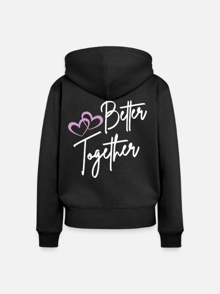 Better Together Drehbuch Herzen - Frauen Premium Bio Zip Hoodie - Schwarz